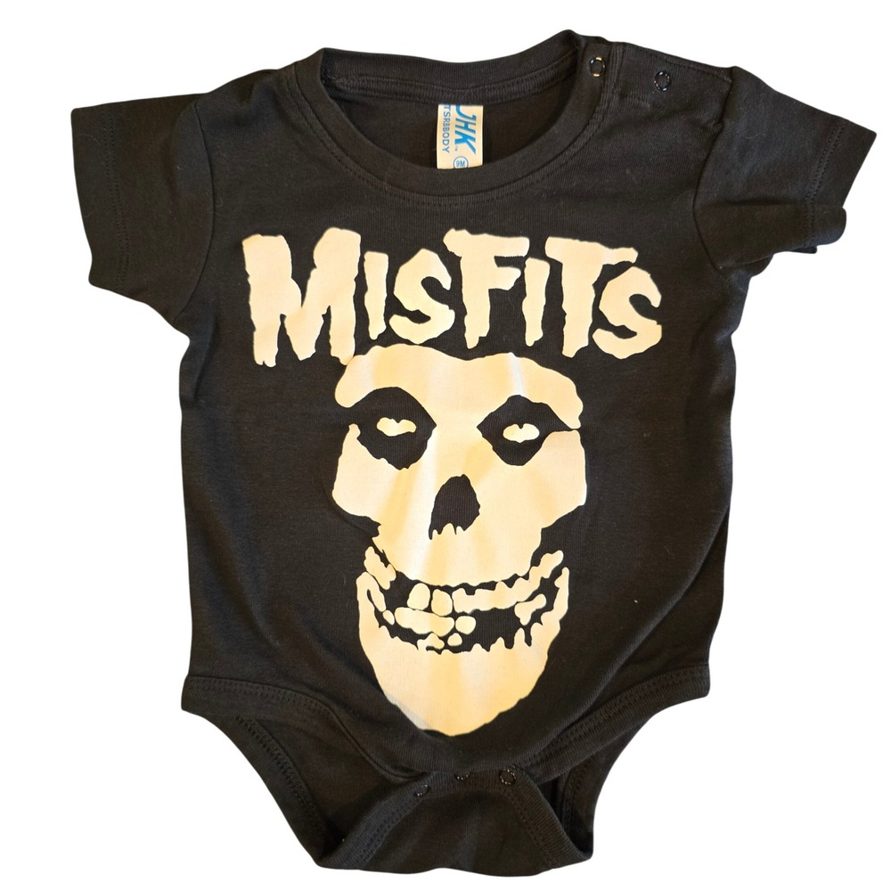 JHK Misfits Punk Rock Fiend Skull Black Infant Bodysuit 9M Short Sleeve Snaps